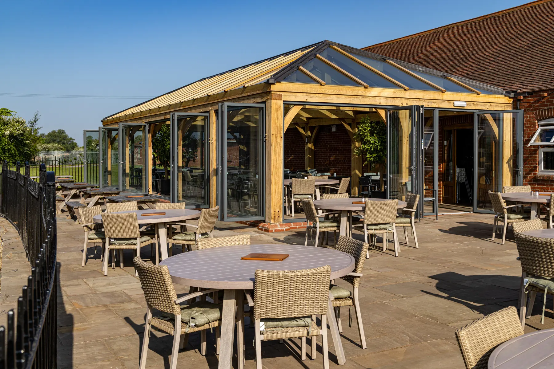 PM Windows installation: The garden pavilion from the terrace