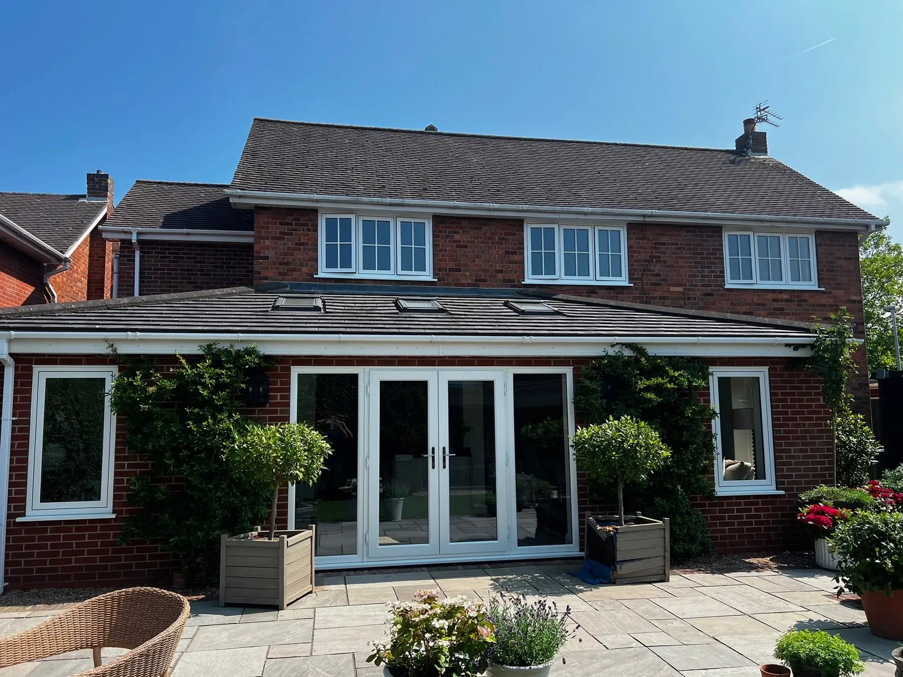 PM Windows installation: French doors and flush windows working together